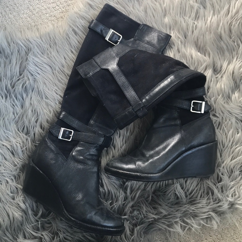 Cole Haan Nike Air Black Wedge Heeled Boots